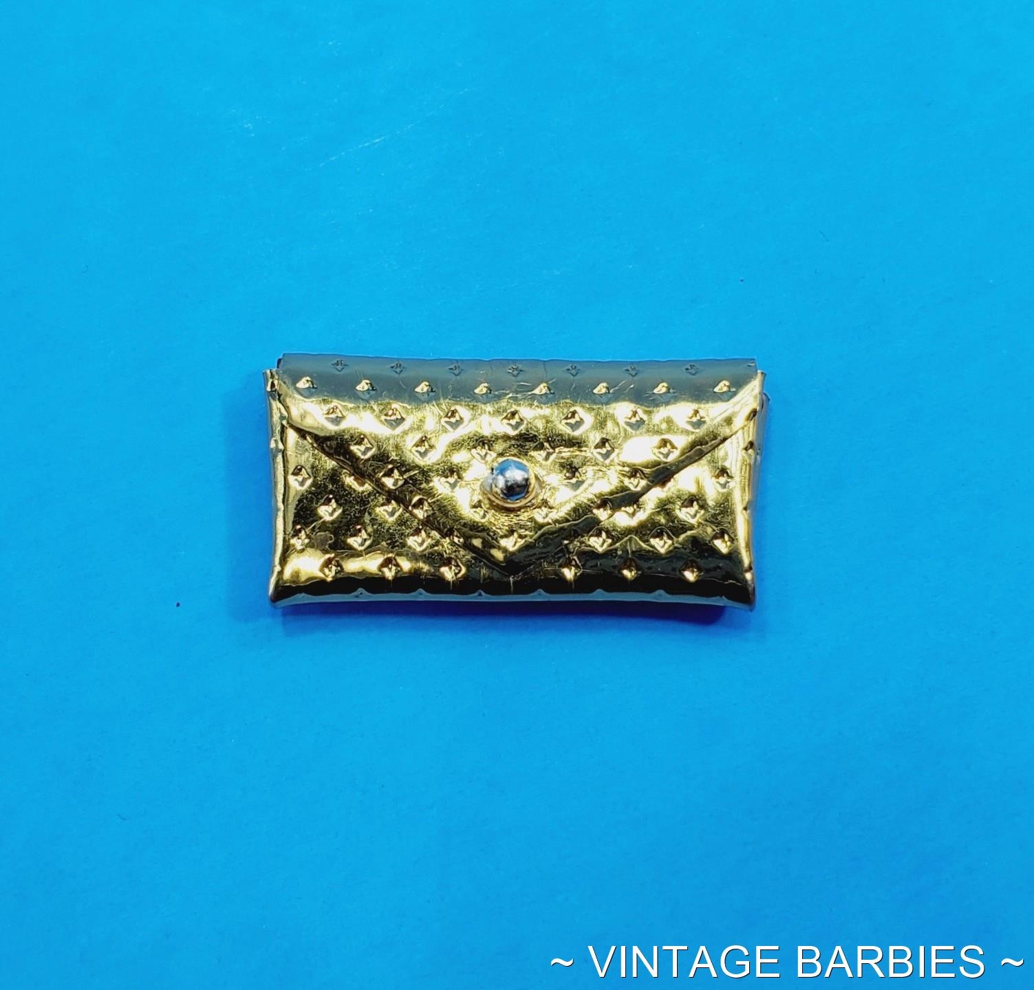 Vintage Barbie Doll Gold Dimple Clutch Purse MINTY ~ 1960’s