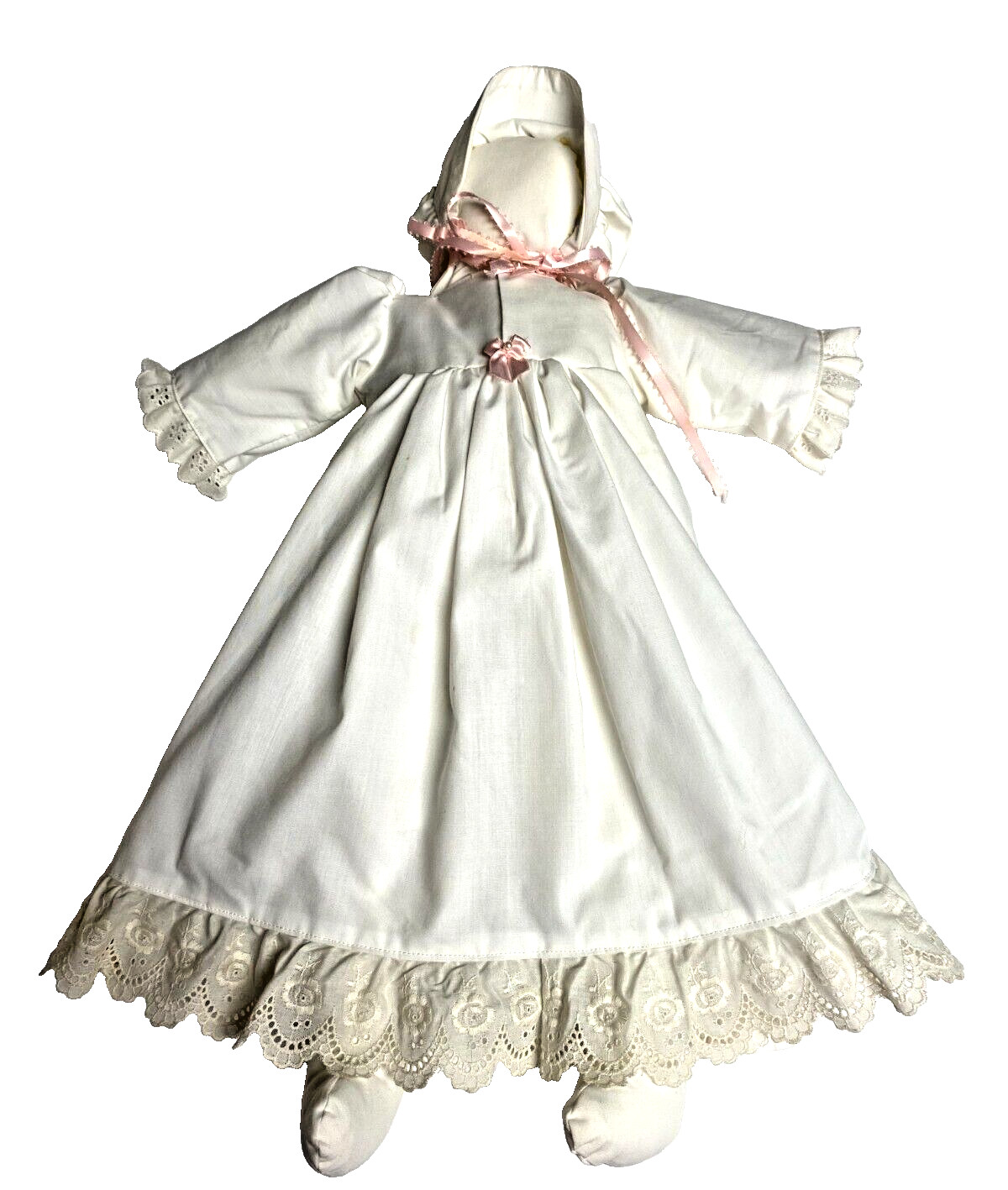 Handmade Faceless Amish Doll White Cotton Clothes/Bonnet/Pantaloons/Lace Quality