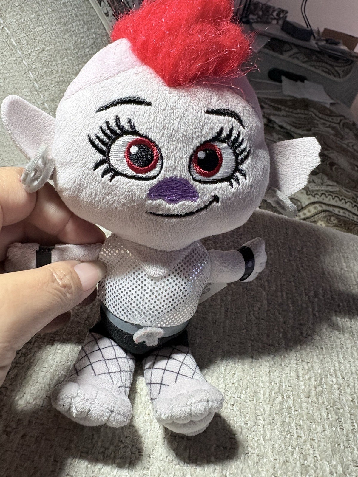 Disney Dream Works Troll Plush Barb Punk Rock Girl Doll 8-inch With Red Hair