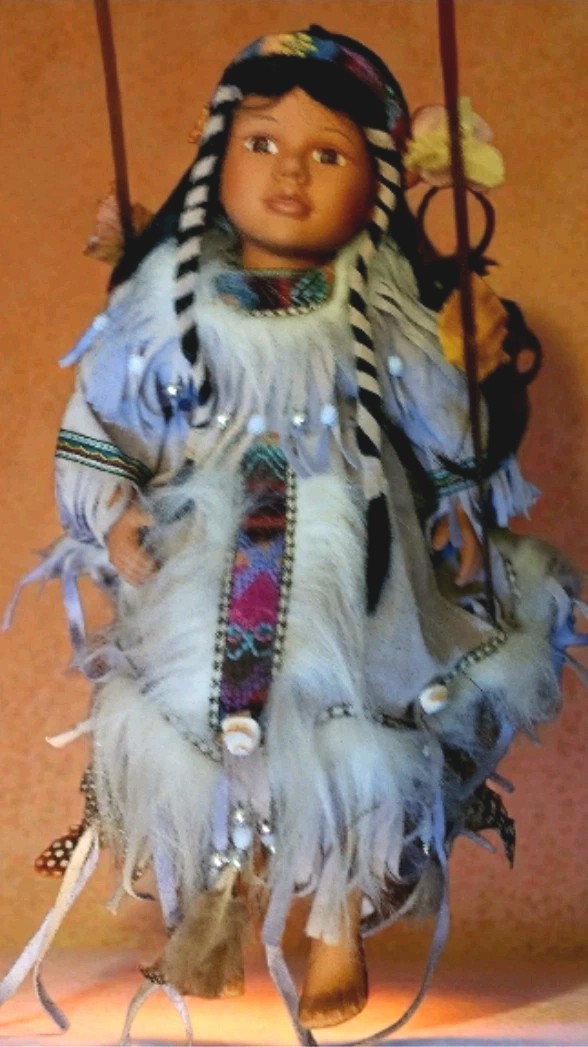 Vintage 15″ Cathay Collection Native American Porcelain Doll/ Collectible