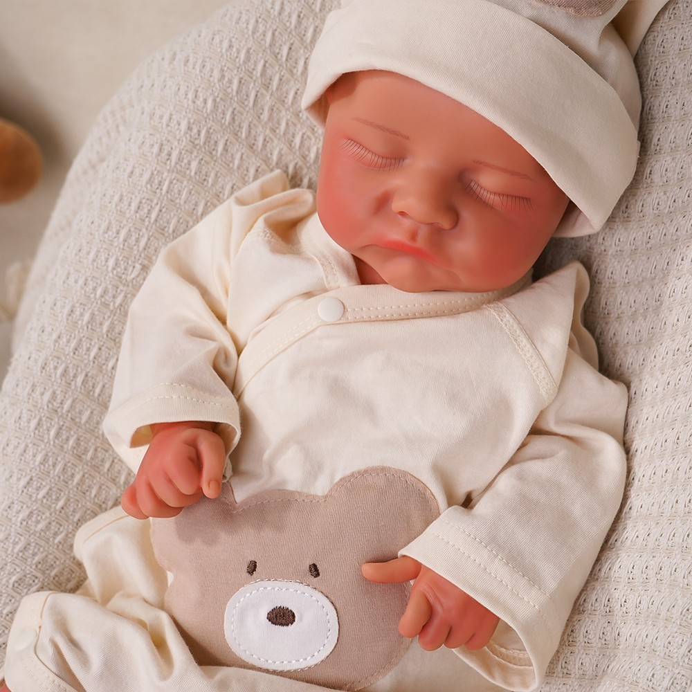 Full Silicone Reborn Baby Boy Silicone Doll Cute Infant Wheaten Color 17.72 Inch