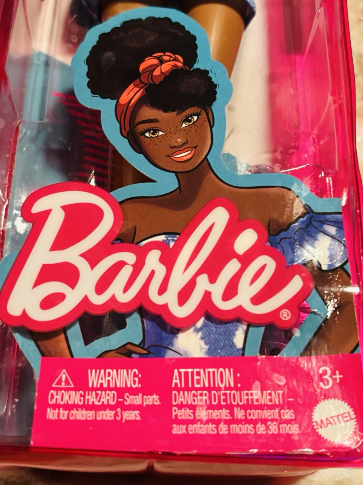 Barbie Fashionista Doll African American Curly Updo w/ Orange Bandana #185 New