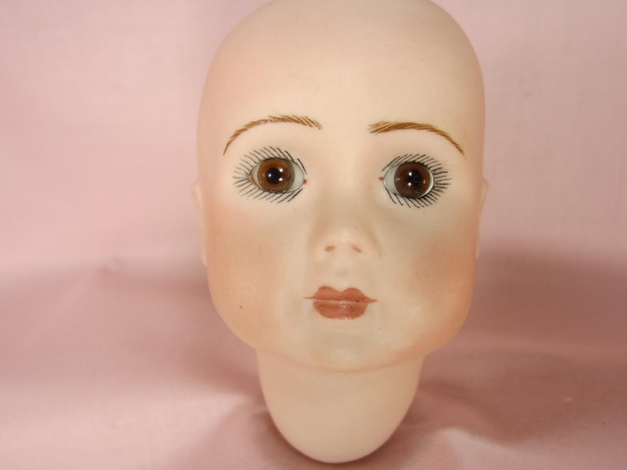 * Jumeau Bisque Doll Head Small Size Repro 3″ for 10″ Doll Glass Eyes Q2
