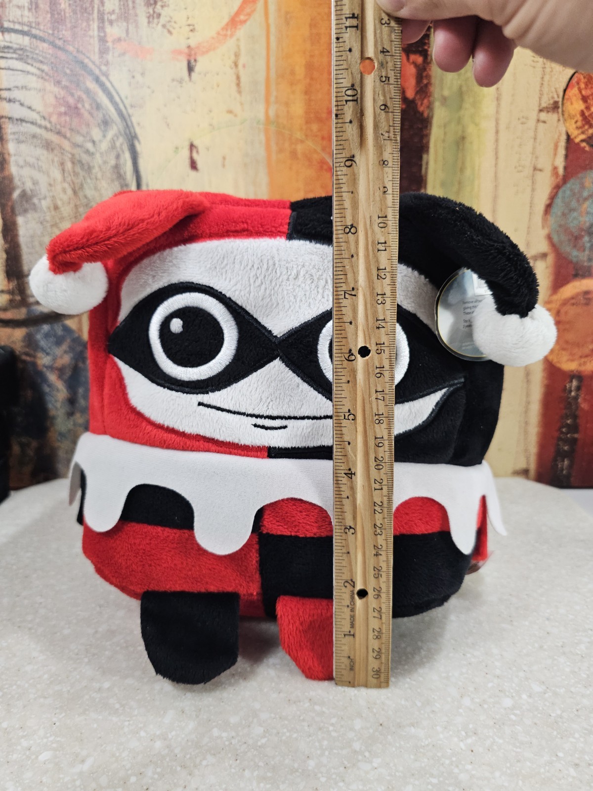 DC Comics Batman Harley Quinn LARGE Cube Stuffed Plush Six Flags Magic Mountain