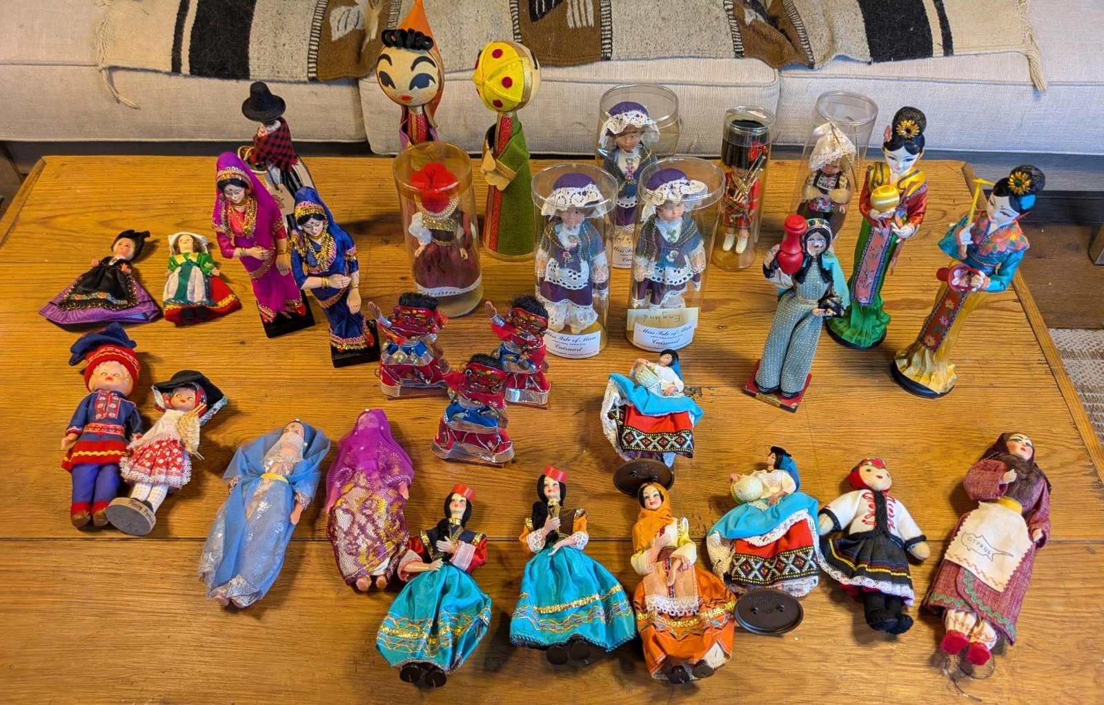 Lot of 30 Vintage Ethnic / Traditional Clothing Dolls Souvenir + Handmade