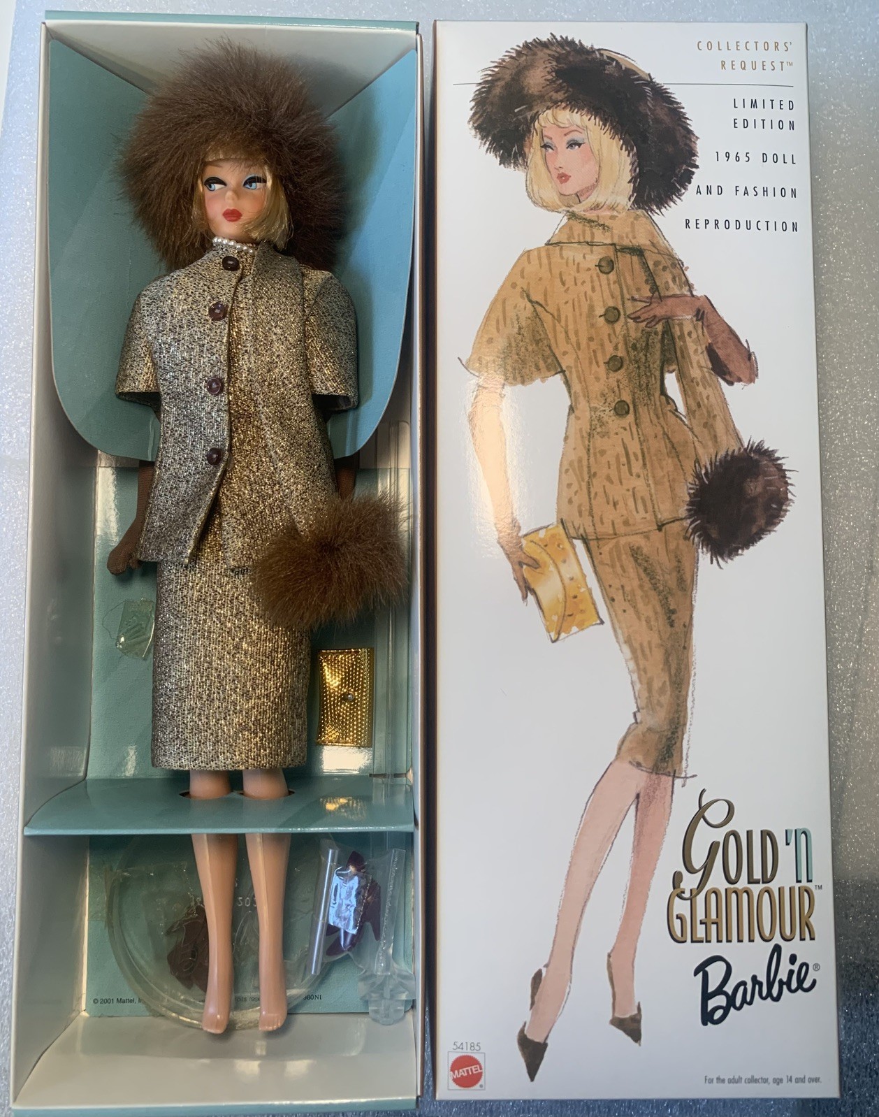 Barbie Gold’n’Glamour Barbie doll Nib with shipper