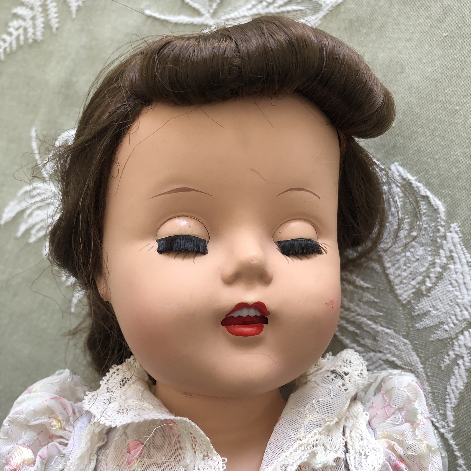 Vintage 20” Hard Plastic Walker Doll Sleepy Eyes Open Mouth Teeth Marked 210