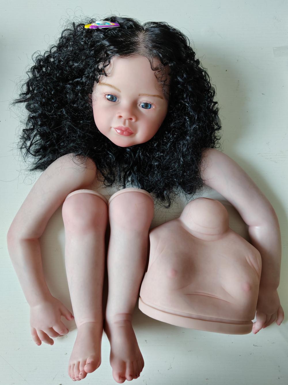 30″ Toddler Reborn Doll Painted Kit Hand-Rooted Curly Hair Unassembled Body Part