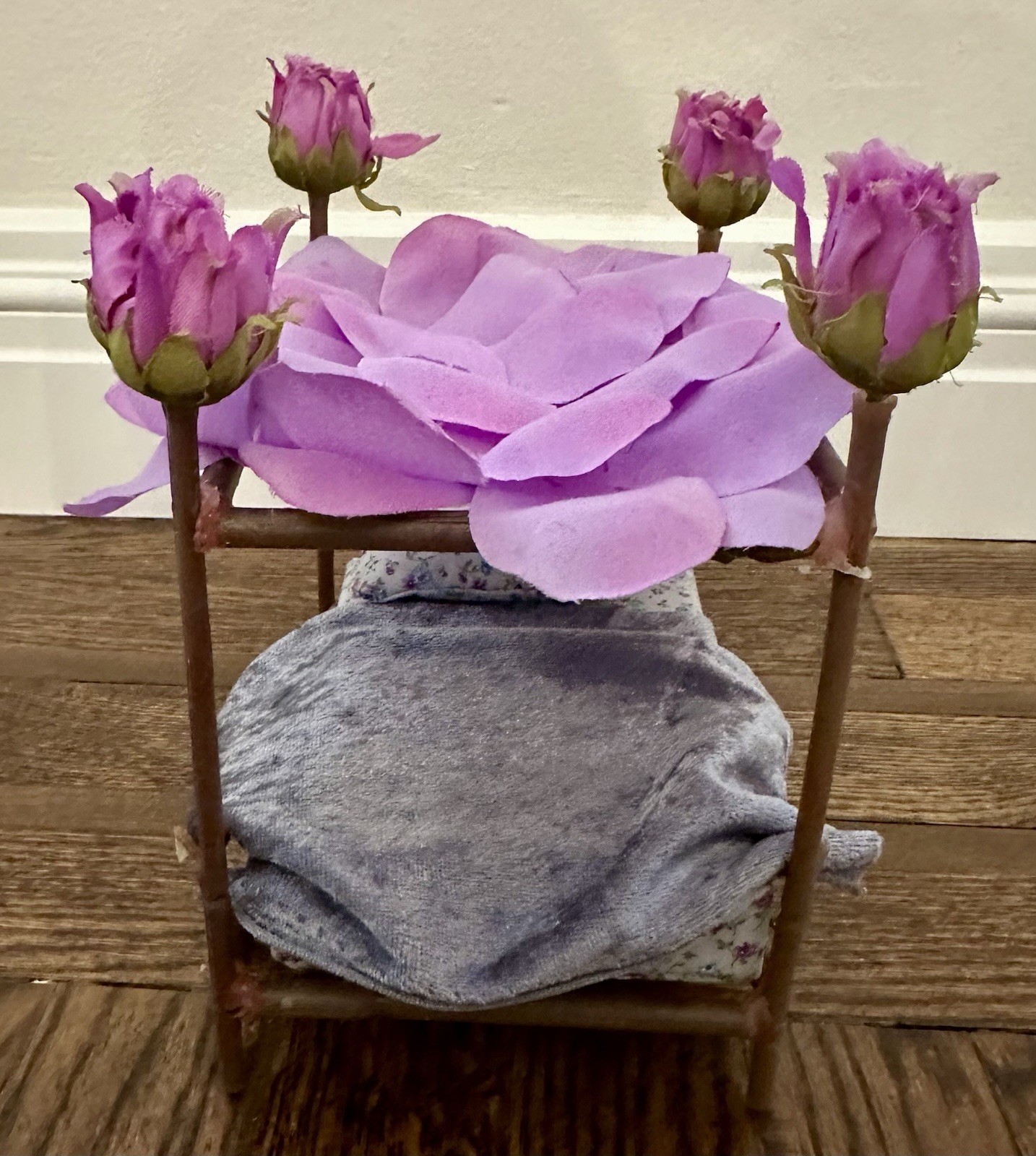 Custom OOAK Fantasy Forest Post Bed For Small Dolls!