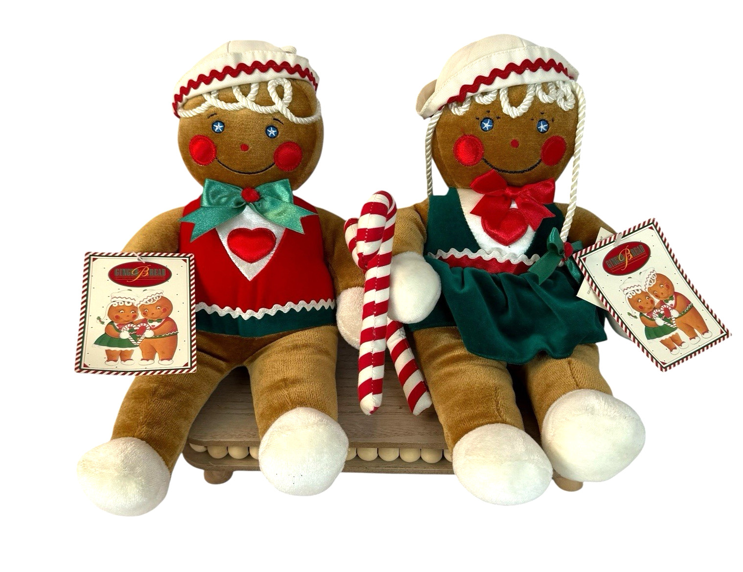 Target Christmas Gingerbread Boy & Girl Plush Dolls w/Tags 1990 12″