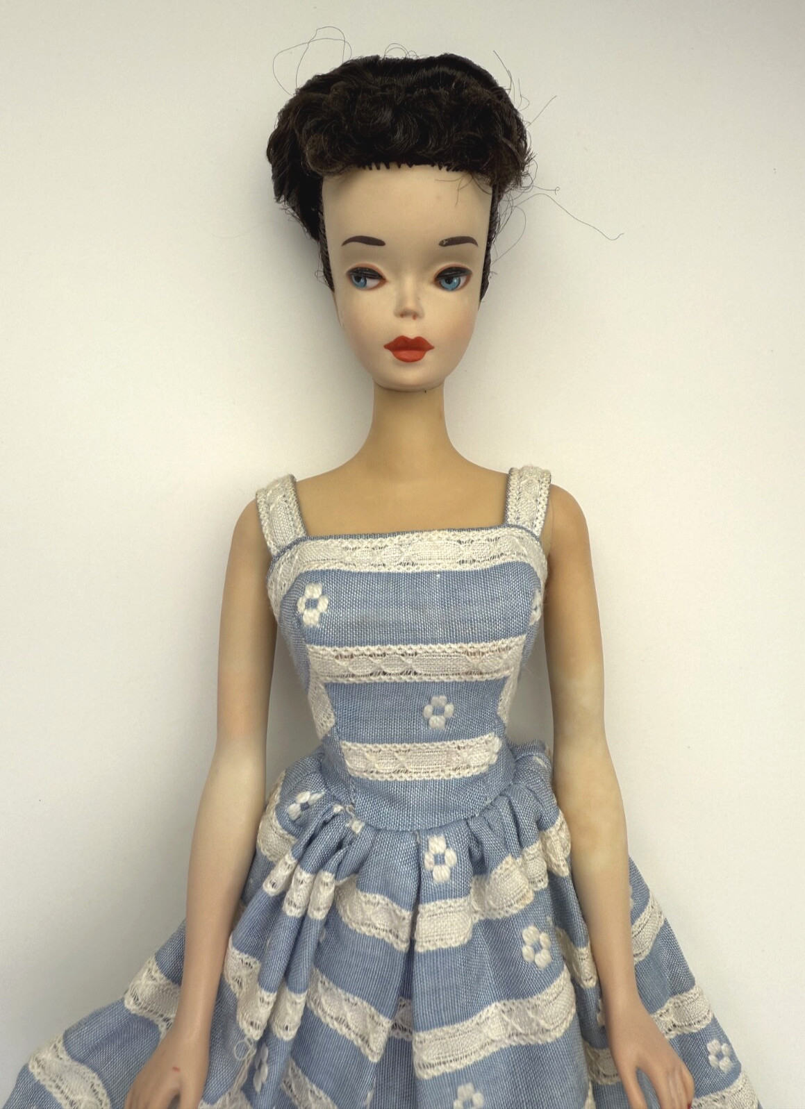 Vintage Brunette Ponytail # 3 Barbie Doll with Factory Updo / Bun 1960s, LOOK,