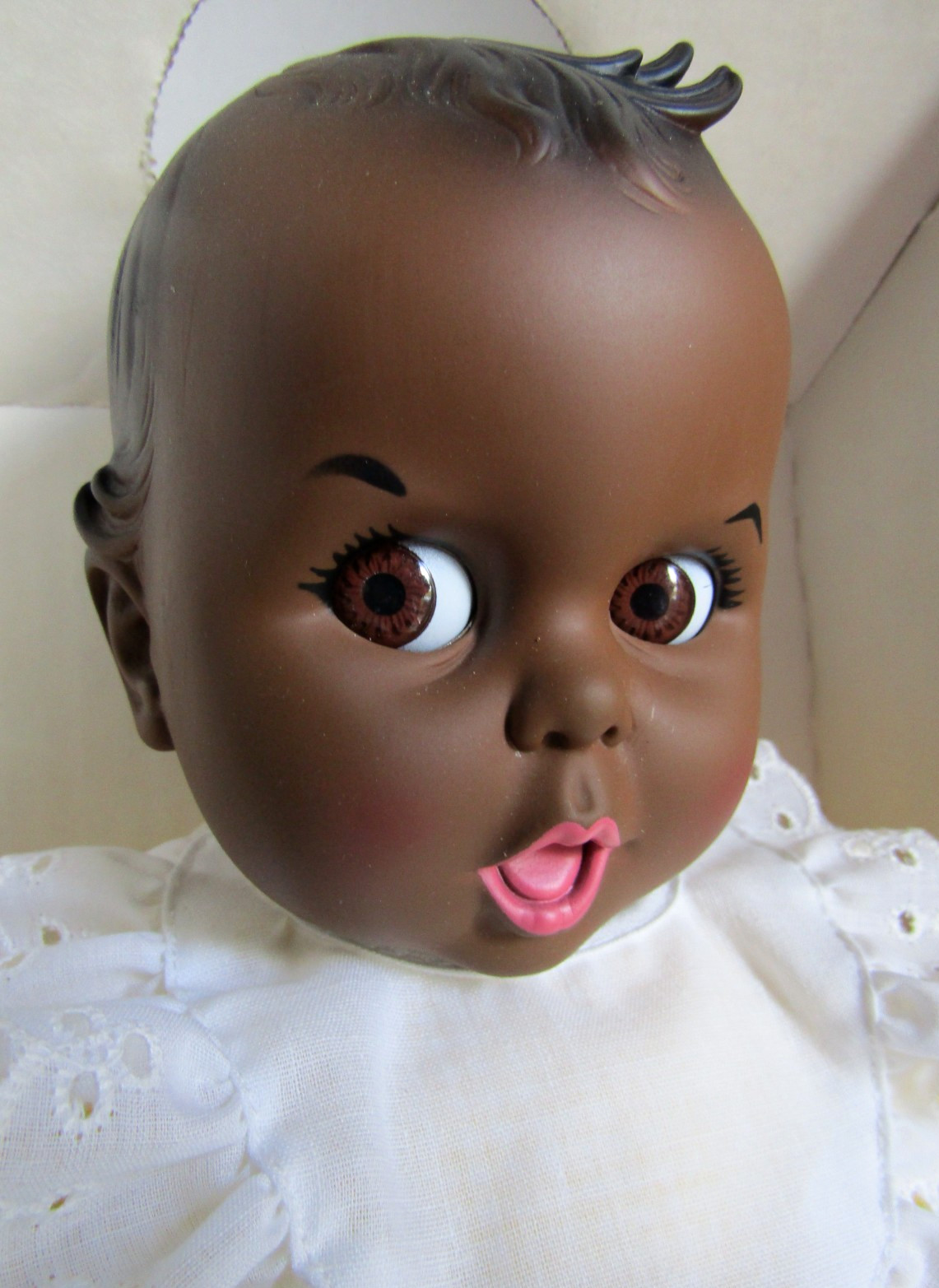 Atlanta Novelty 1979 AA / Black 17″ GERBER BABY Doll, MIB with Flirty Eyes