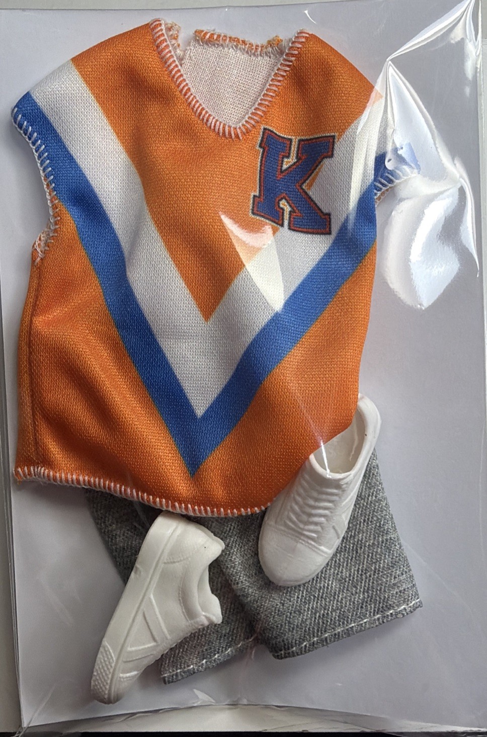 Ken Doll Fashionistas #203 Outfit Denim Shorts “K” Top & Shoes EXCELLENT