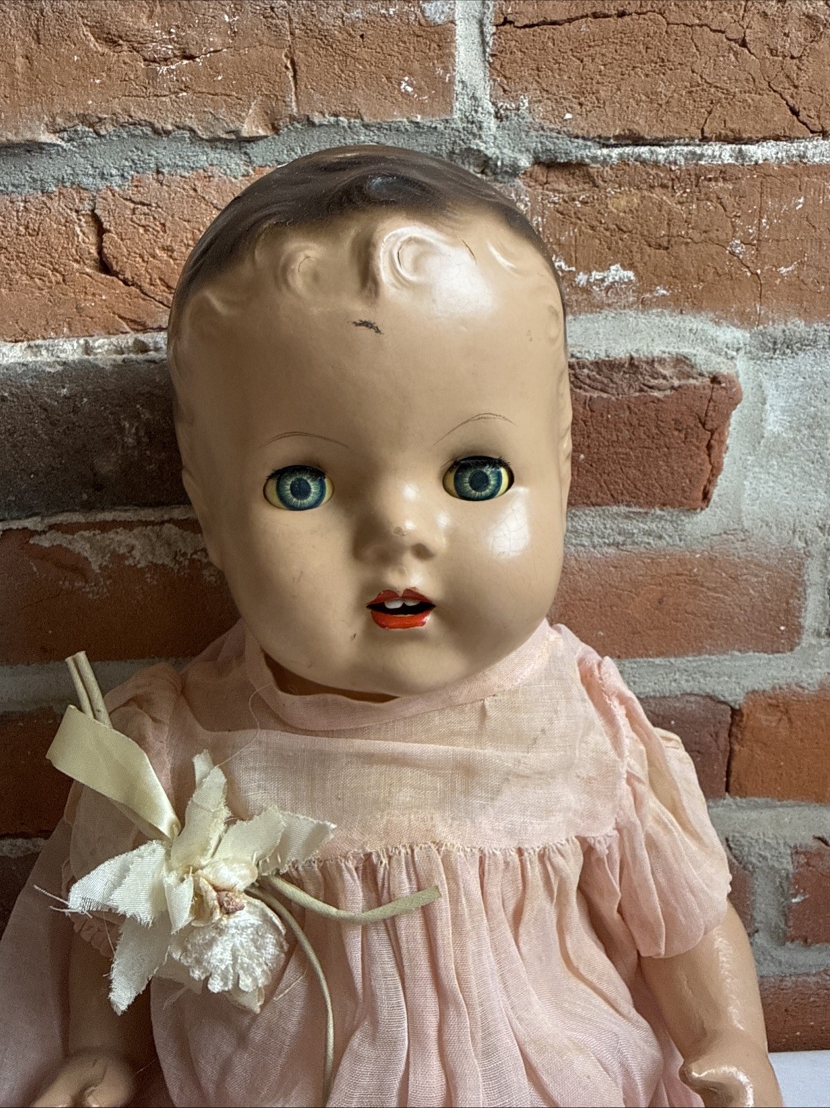 Darling, Vintage Composition & Cloth Baby Doll 22” Composite Antique