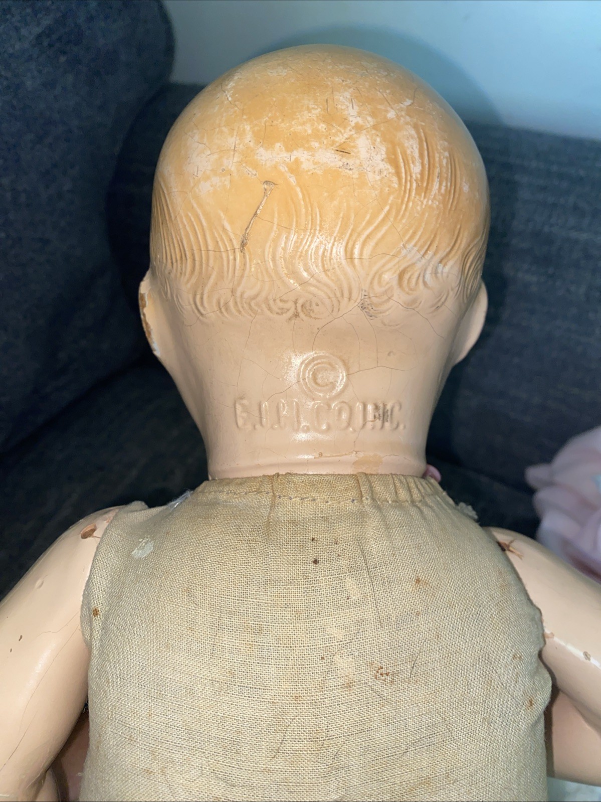 Antique 1920’s Horsman Composition “Baby Dimples” Doll 19″ HM Clothes See Pics