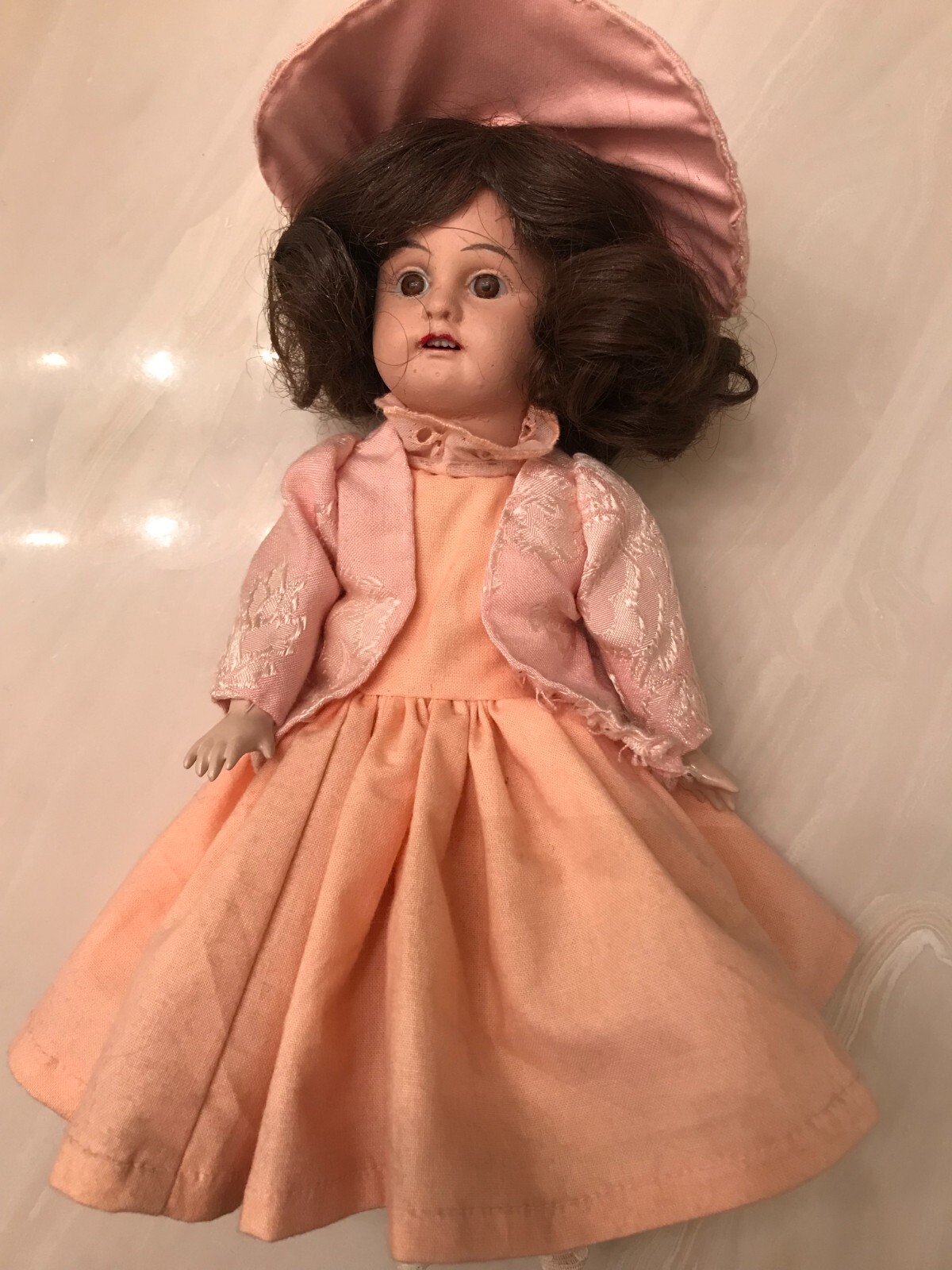 11 1/2″ Bisque socket Head doll Armand Marseille jointed handmade dress Seeley