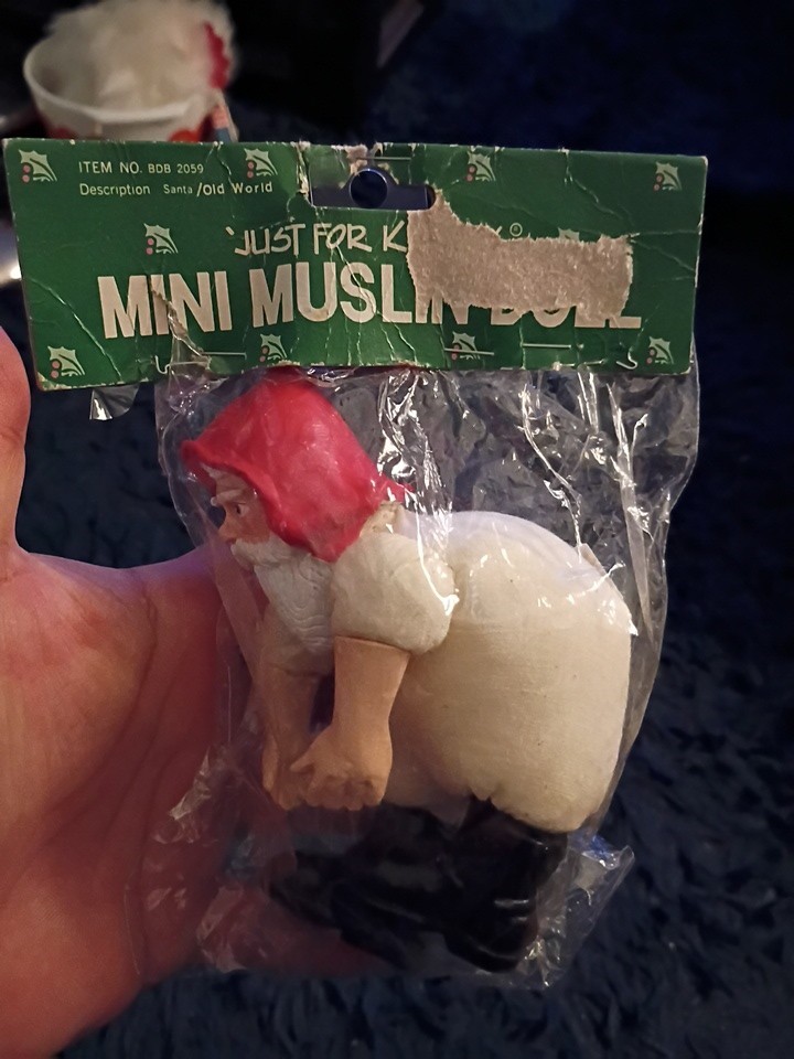 Vintage Just For Keeps Mini Muslin Doll Santa
