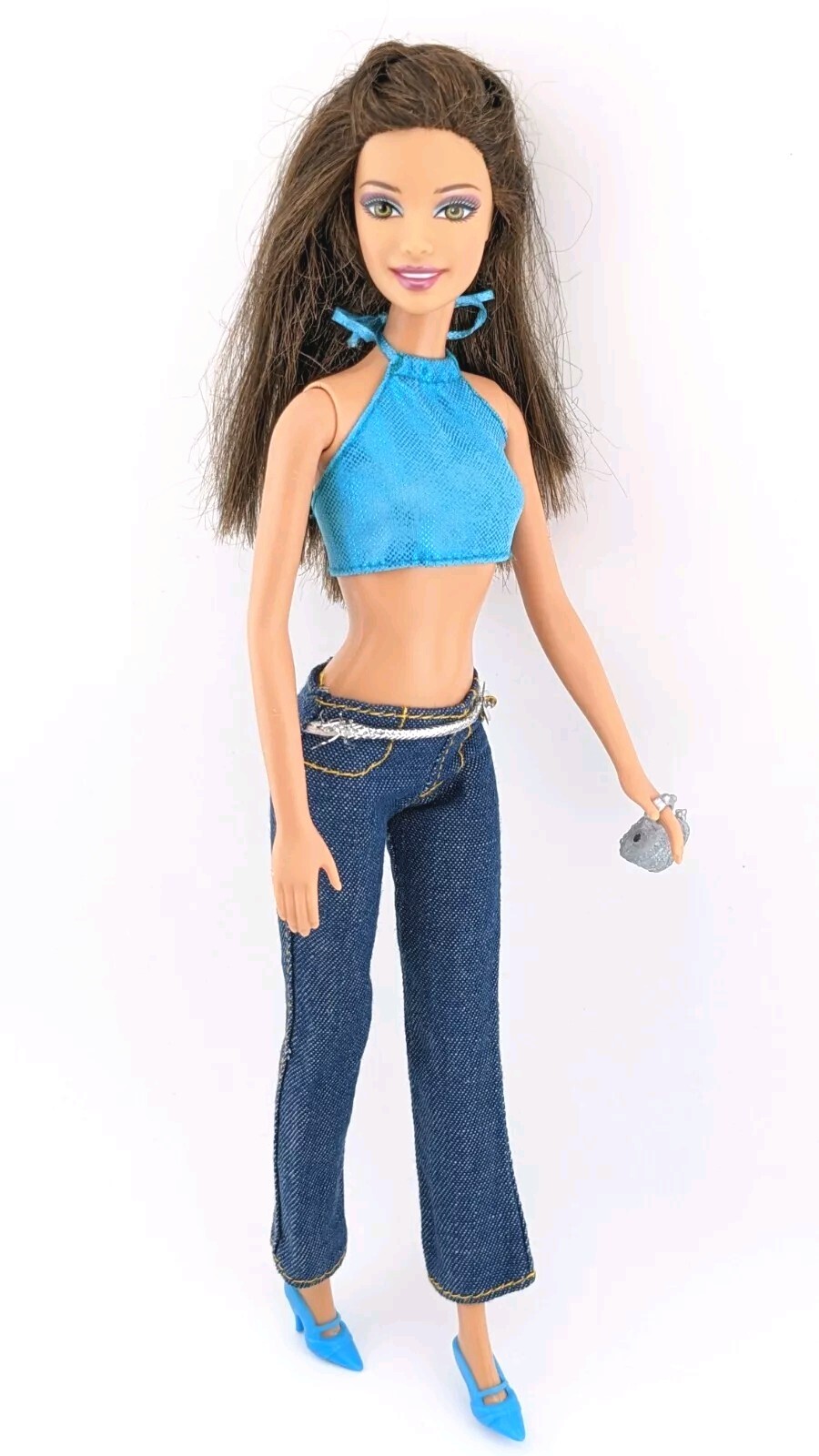 Mattel Barbie Teresa Doll With Outfit Blue Halter Crop Top, Jeans, Shoes, Purse