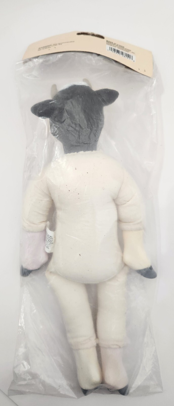 Vintage Just For Keeps Classic Animal Doll Plush Body Black White Cow 14″
