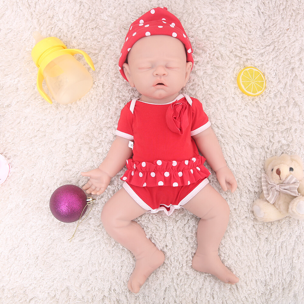 IVITA 17” Full Silicone Baby Doll Girl Realistic Reborn Baby Doll Cute Infant