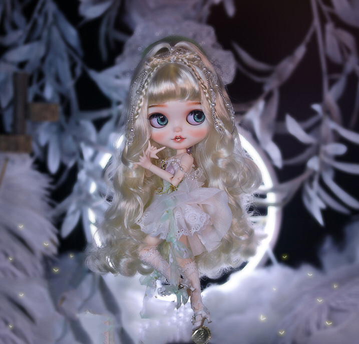 12″ Blythe doll Nude hand makup eyebrow carved tooth blonde hair Joint body gift