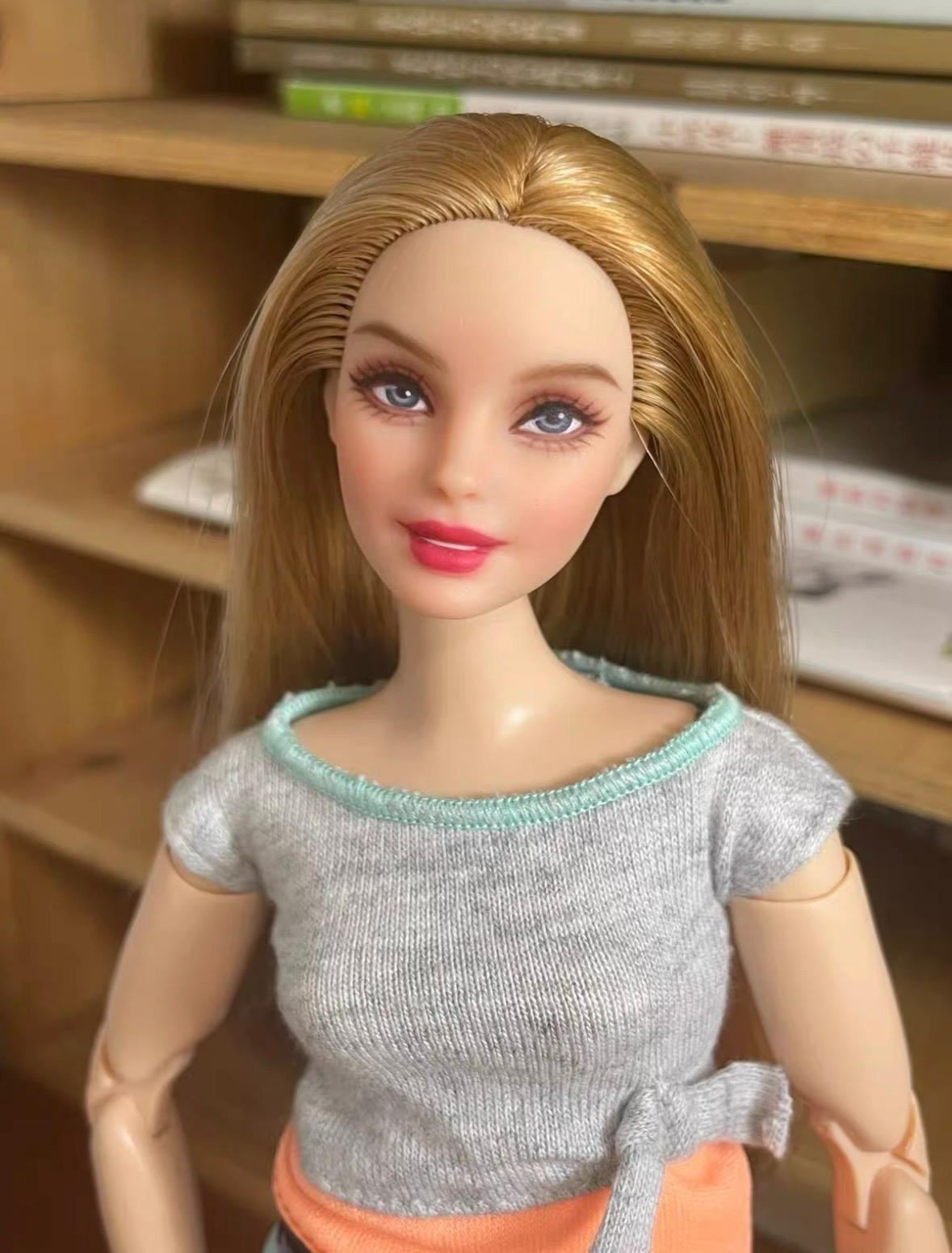 OOAK Repaint Curvy Barbie Doll in Blonde Hair, Realistic Style