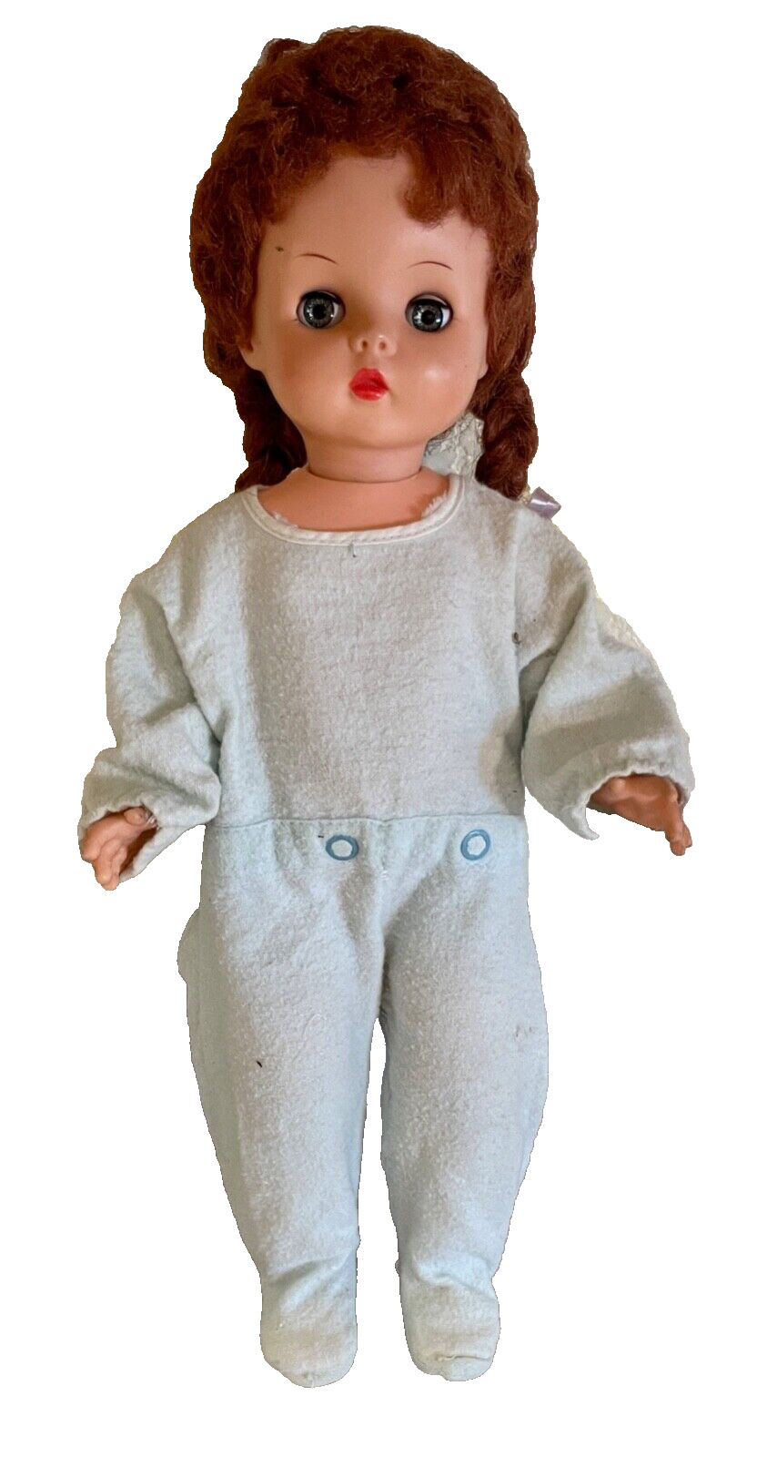 1950s Horsman Doll 15″ Red Mohair Rooted Hair Pigtails JSB27