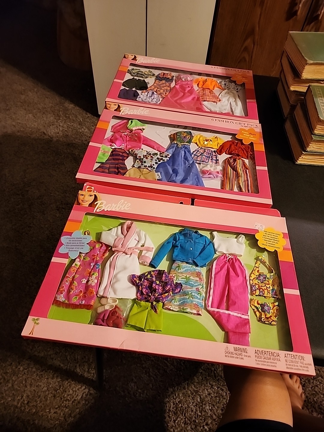 3 – Mattel Barbie Different Fashion 6 Fashion Gift Packs W/Shoes New in Package