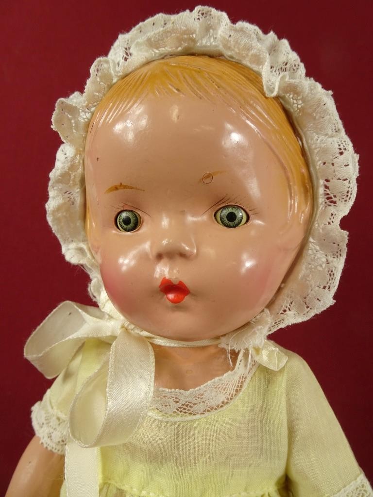 Antique Vintage 1930s Composition Patsy Type Doll Tin Sleep Eyes 12.5″ Unmarked