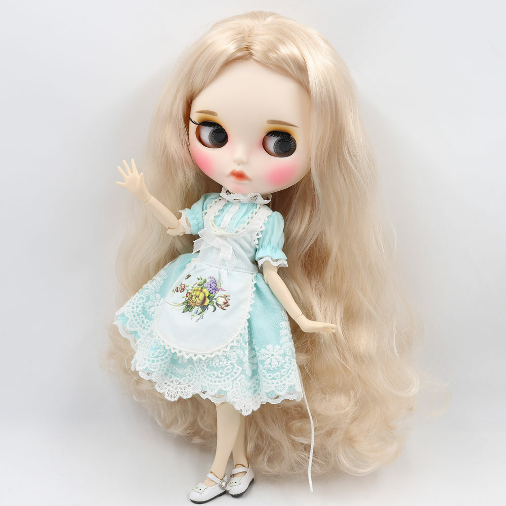 12″ Factory blythe 1/6 BJD Blonde Curly hair custom doll Carved lips Matte face
