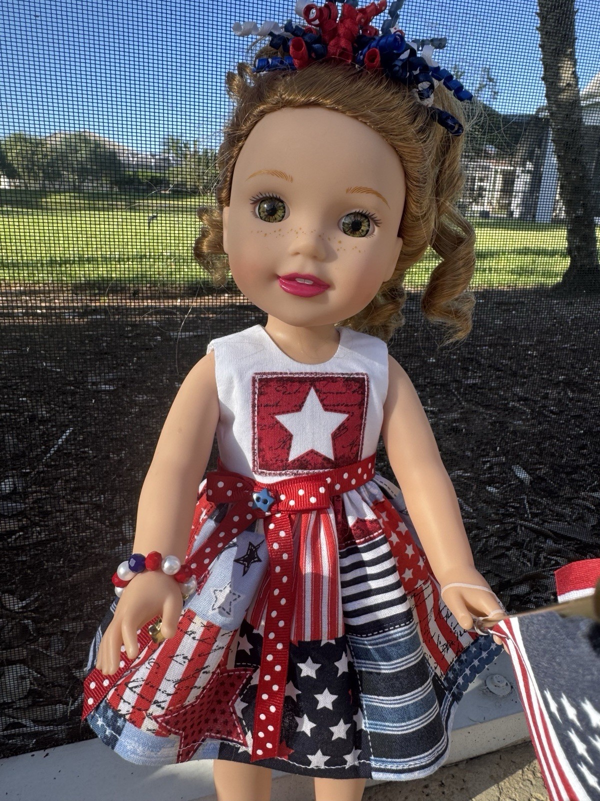 4th Of july 6pc Dress Outfit Fits AMERICAN GIRL AG SISTERS/ Wellie Wishers Doll