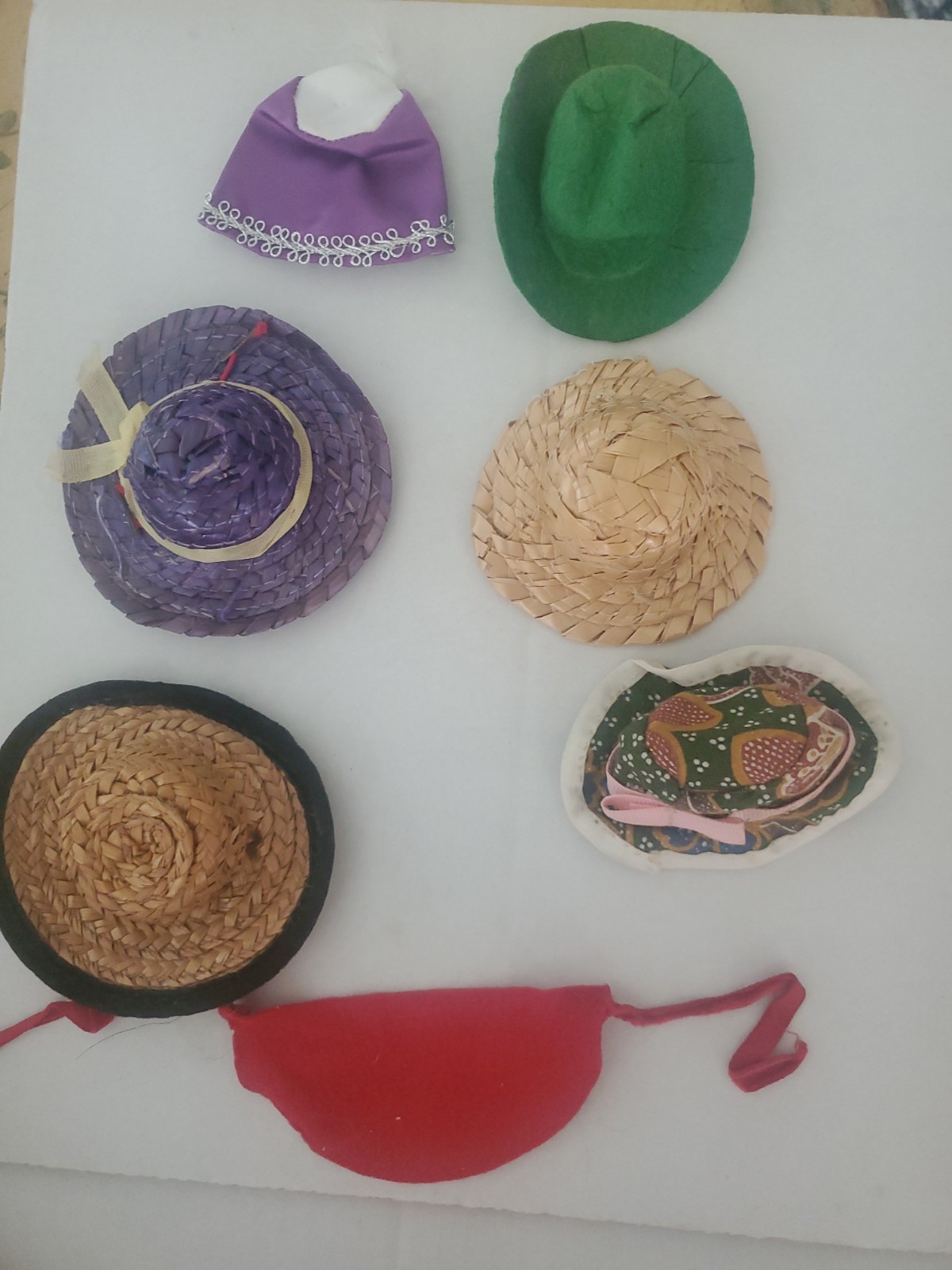 VINTAGE 6 DOLL HATS STRAW & FABRIC GInny Virga Wendy-kins For 8″