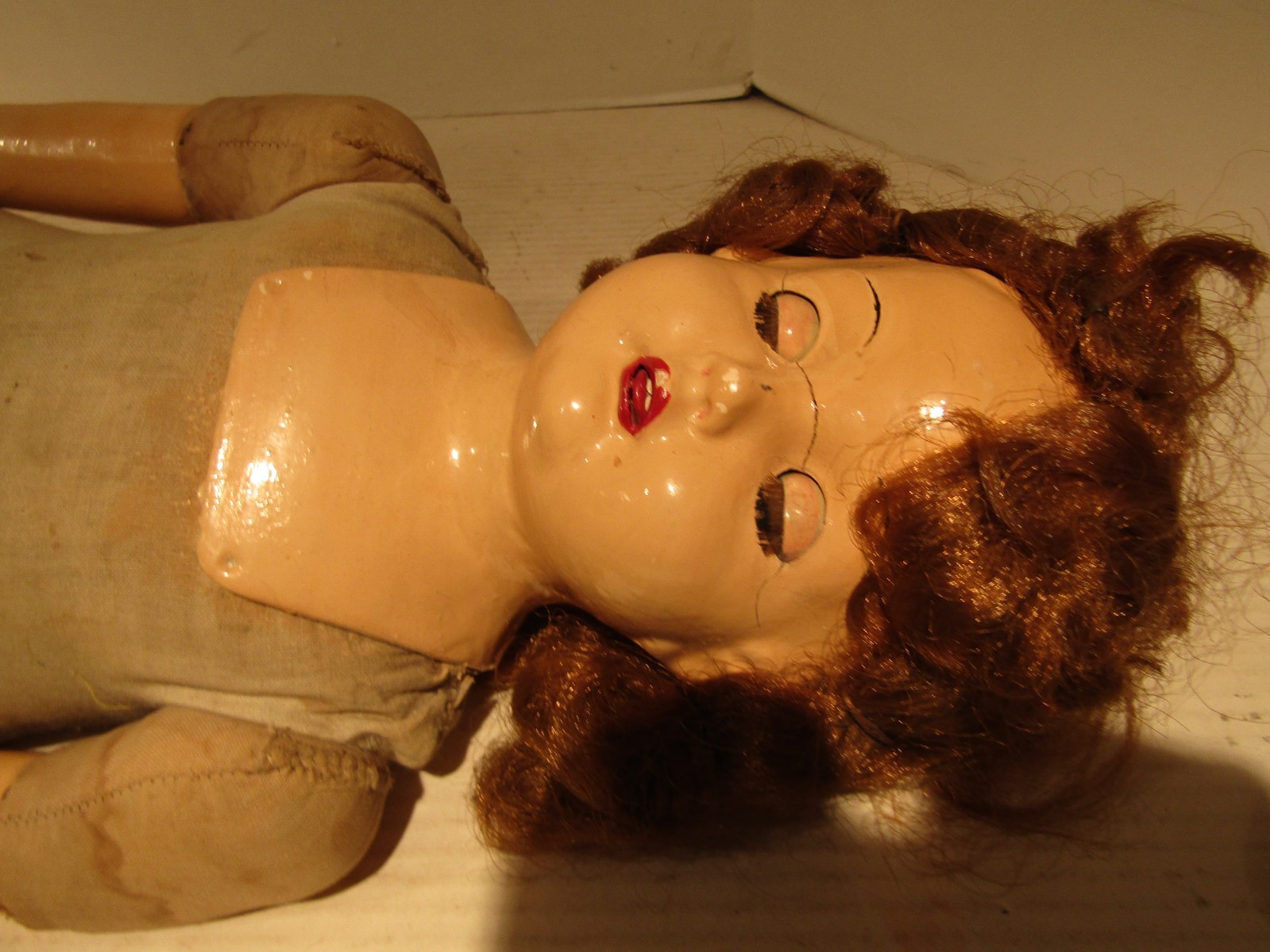 VINTAGE DOLL 20 INCH COMPOSITION HEAD CENTURY DOLL CO SLEEP EYES STUFFED BODY
