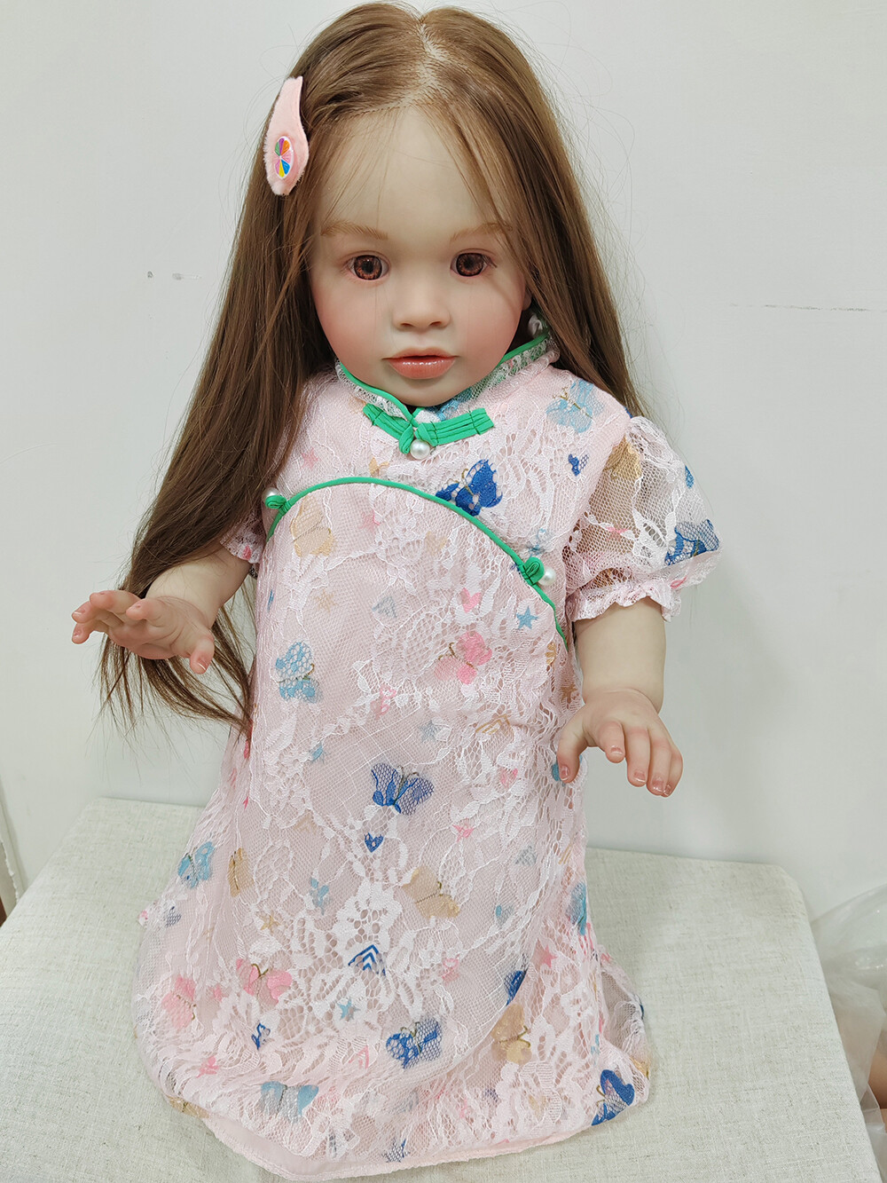 26inch Pippa Reborn Doll Realistic Rooted Brown Hair Toddler Girl Handmade Toys