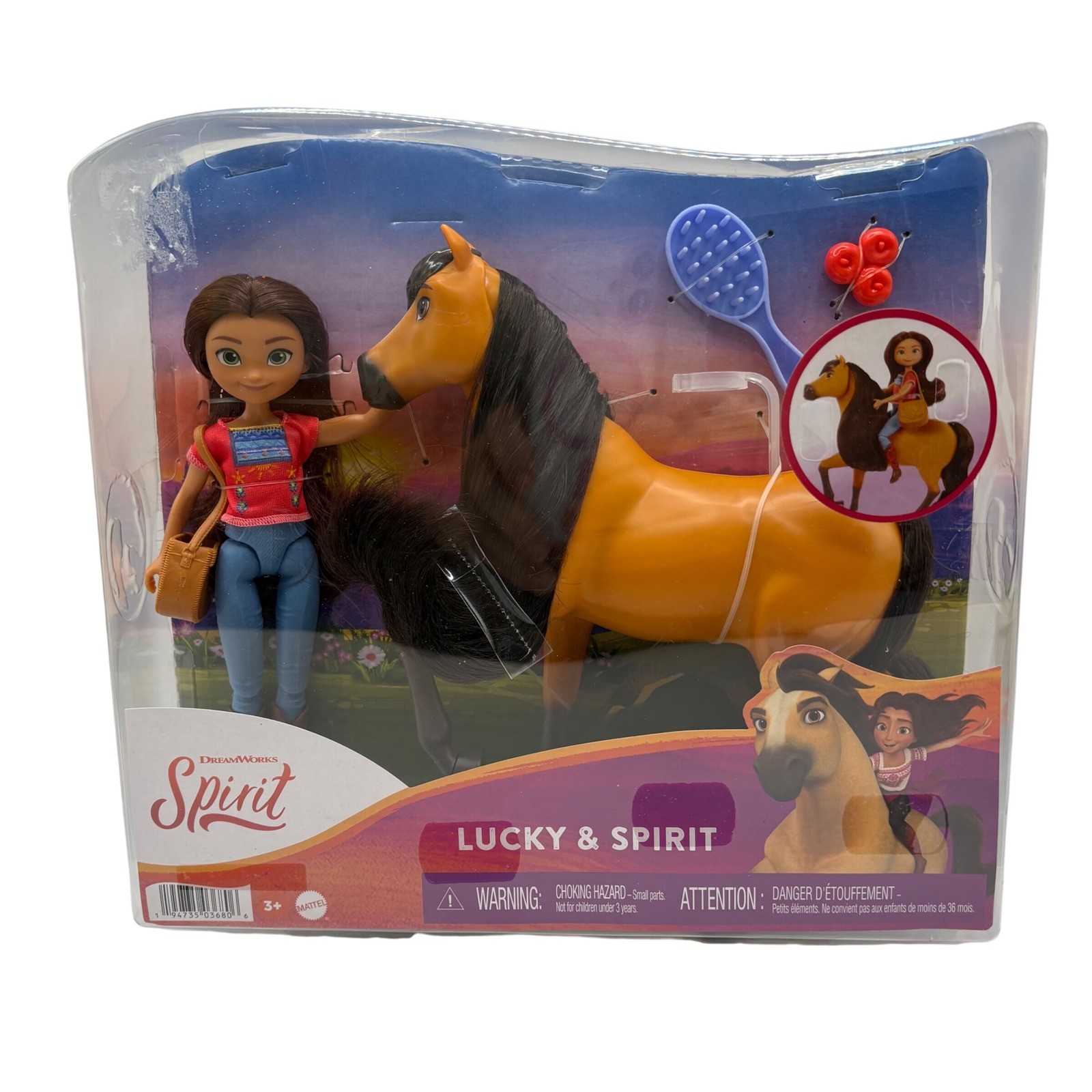 DreamWorks Spirit Untamed 7″ Lucky Doll & Spirit Horse Figures Mattel HFB89 New