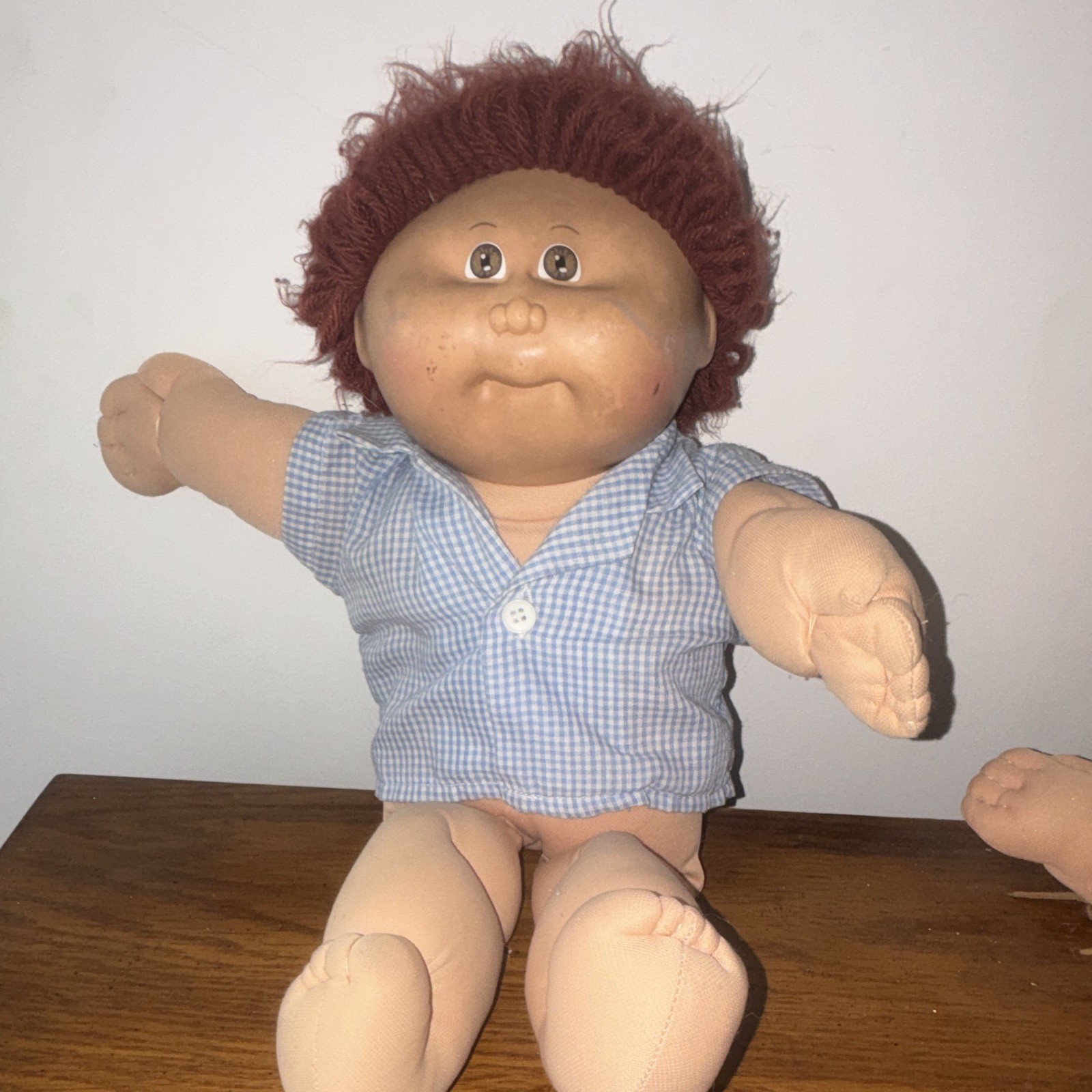 Cabbage Patch Kids Boy Soft Body Doll Red Curly Hair Brown Eyes Signed Outfit