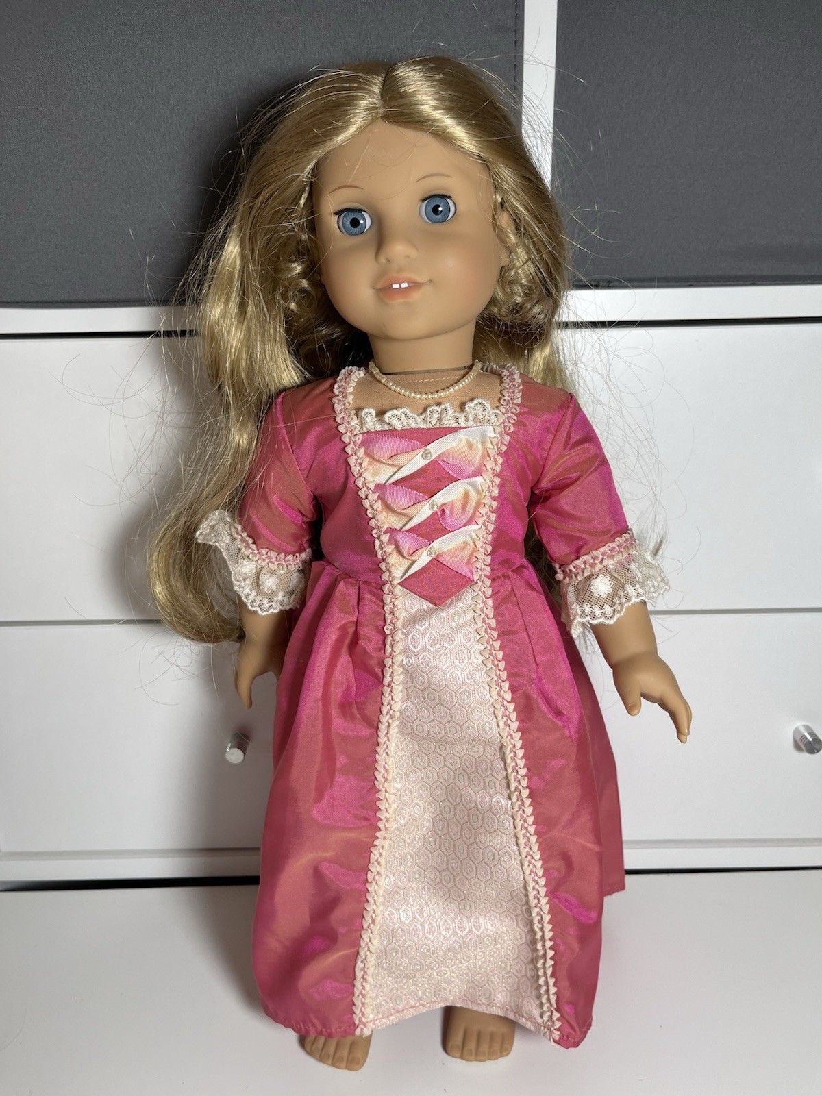 American Girl Elizabeth Cole 18in Doll w/ Original Meet Pink Dress, Rare