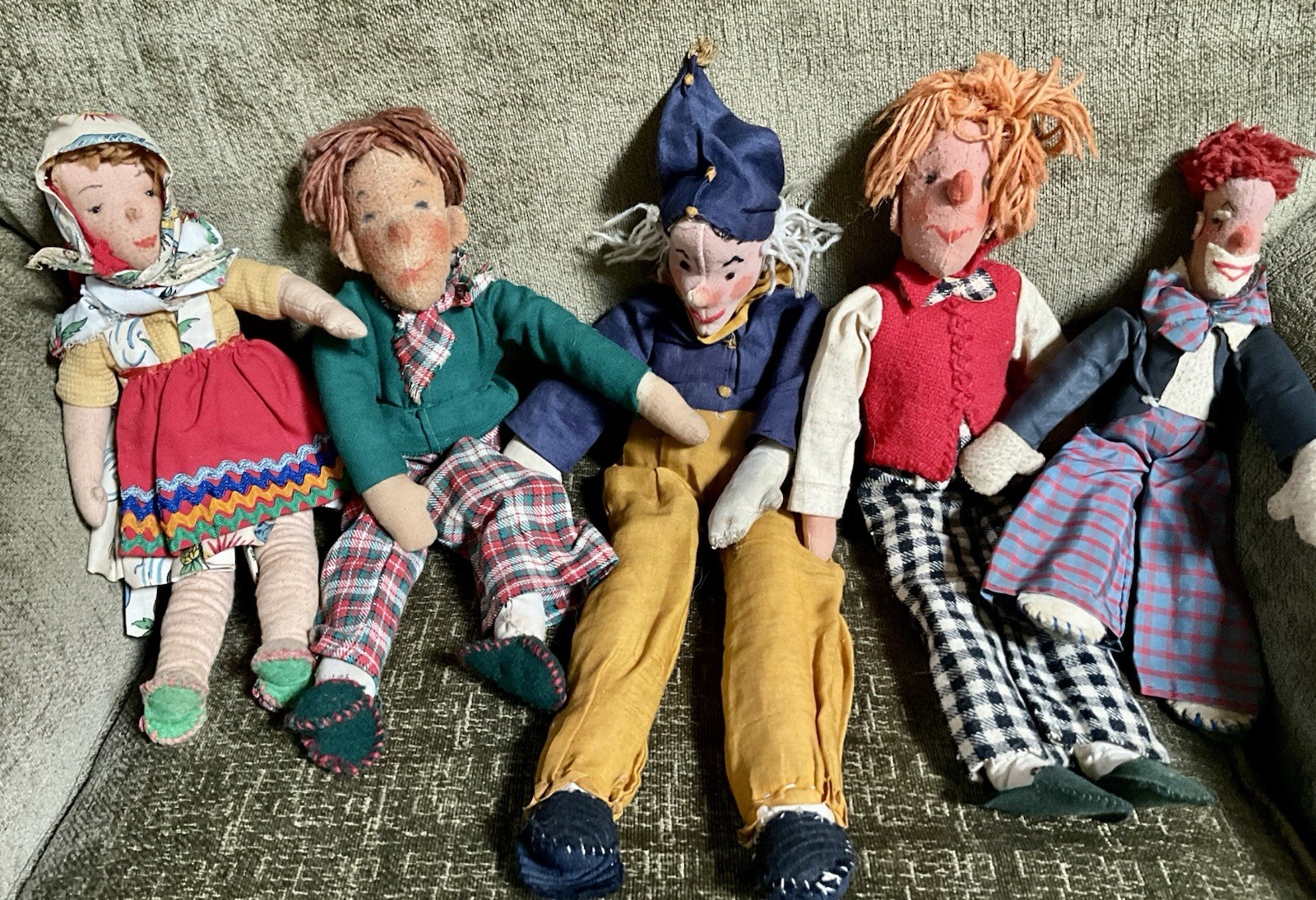 Antique German Rag Doll Lot 1930’s or 1940’s Painted Face 12 inch