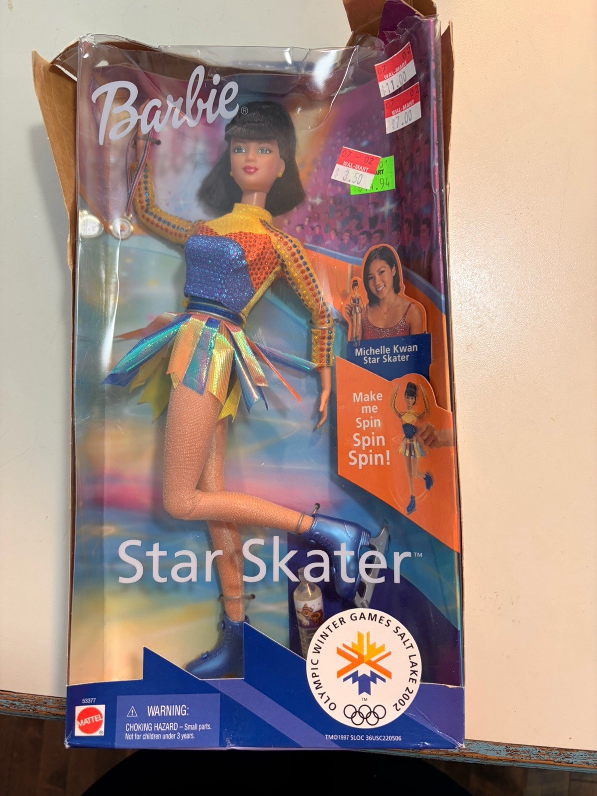Mattel Athlete Barbie Michelle Kwan Doll 12in Articulated Black Hair 2002
