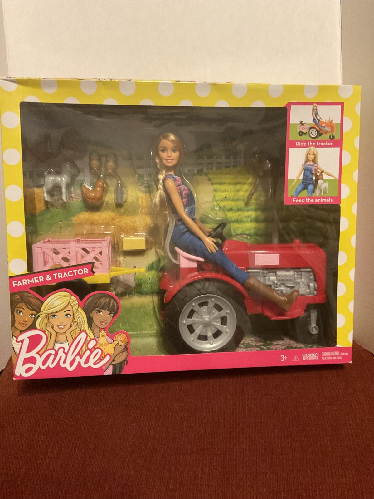 Barbie Career Farmer Doll & Red Tractor Play Set New in Box FRM18
