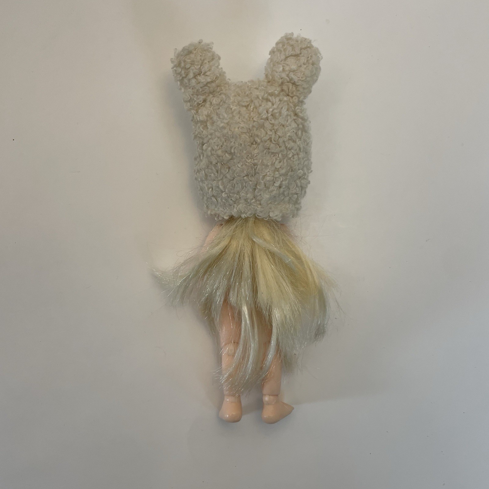 BJD Plastic Anime Doll Bunny Hat Brown Eyes Rooted Hair 7”