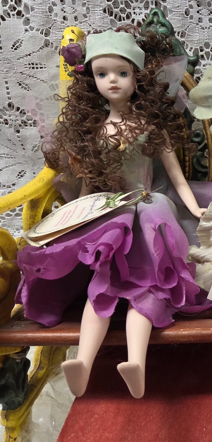 Fairyland Fantasies Green Tree Collectible Porcelain Fairy Doll Purple ONLY