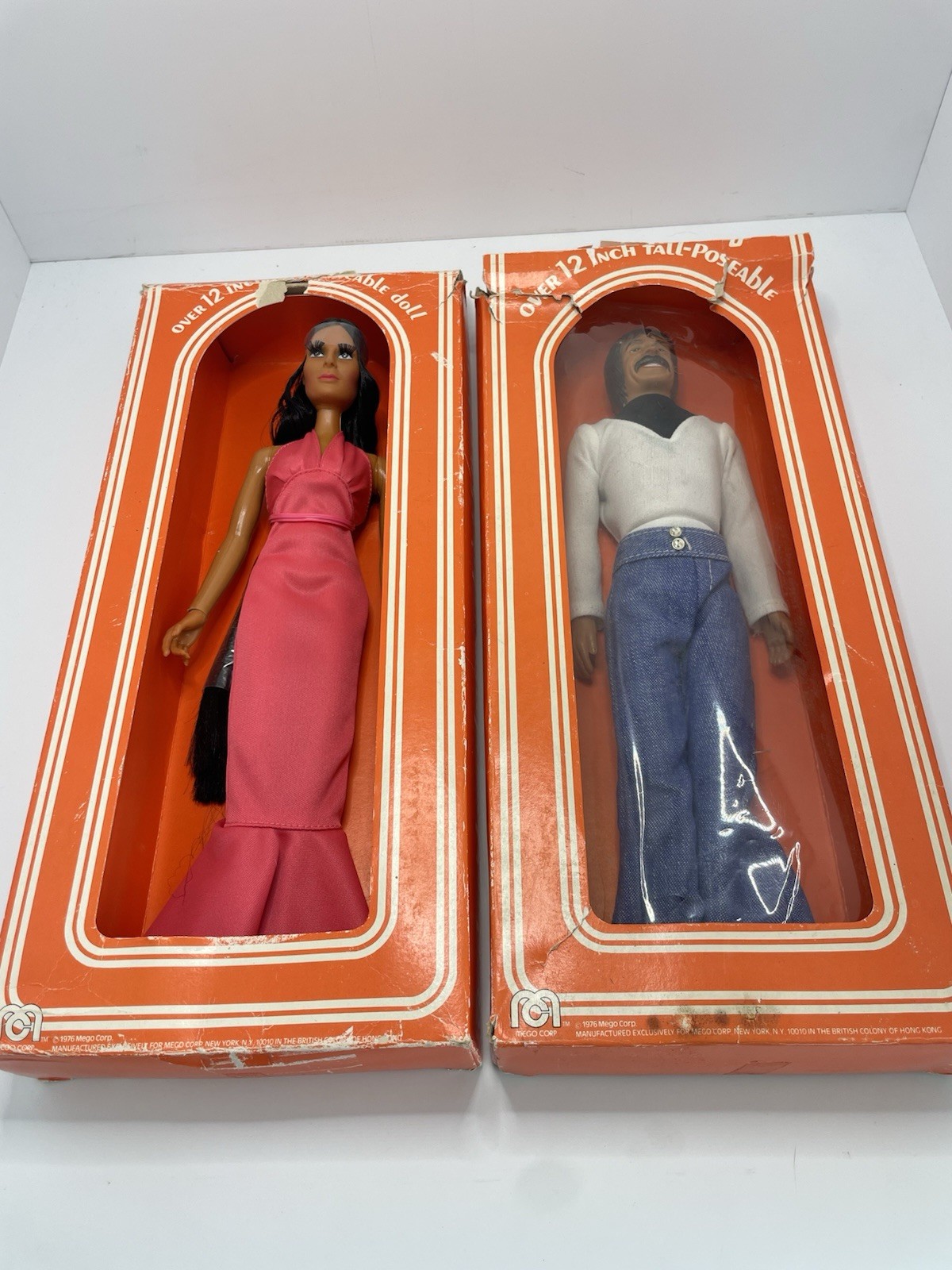 Vintage 1970s Mego Sonny And Cher Dolls 12″ NEW IN BOX