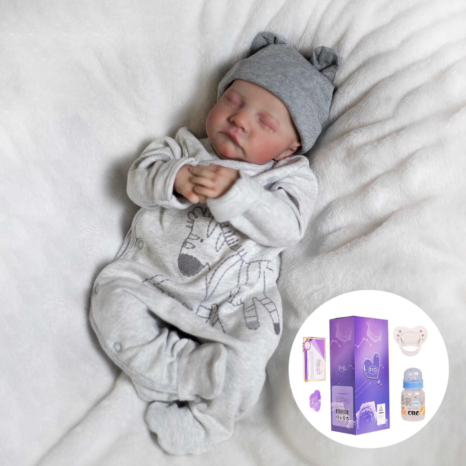 Realistic Reborn Baby Newborn Dolls Lifelike Sleeping Boy Doll Vinyl Silicone
