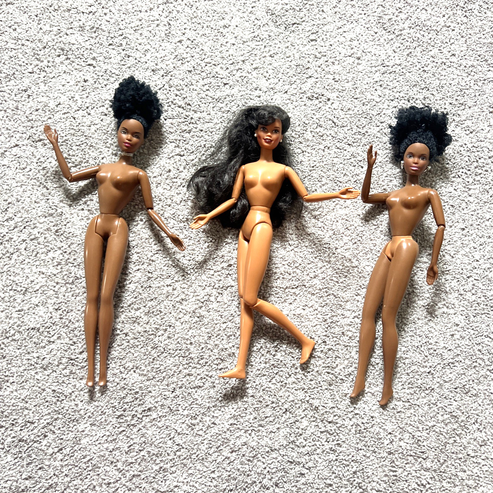 Vintage Mattel Barbie Doll Mixed Lot Brunette Hair Articulated Naked Dark Skin