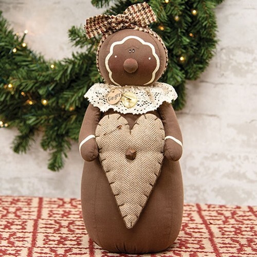 NEW Primitive GINGERBREAD DOLL CLOTH GINGER Country 13″Tx5.5″Wx5.5″D Collectible