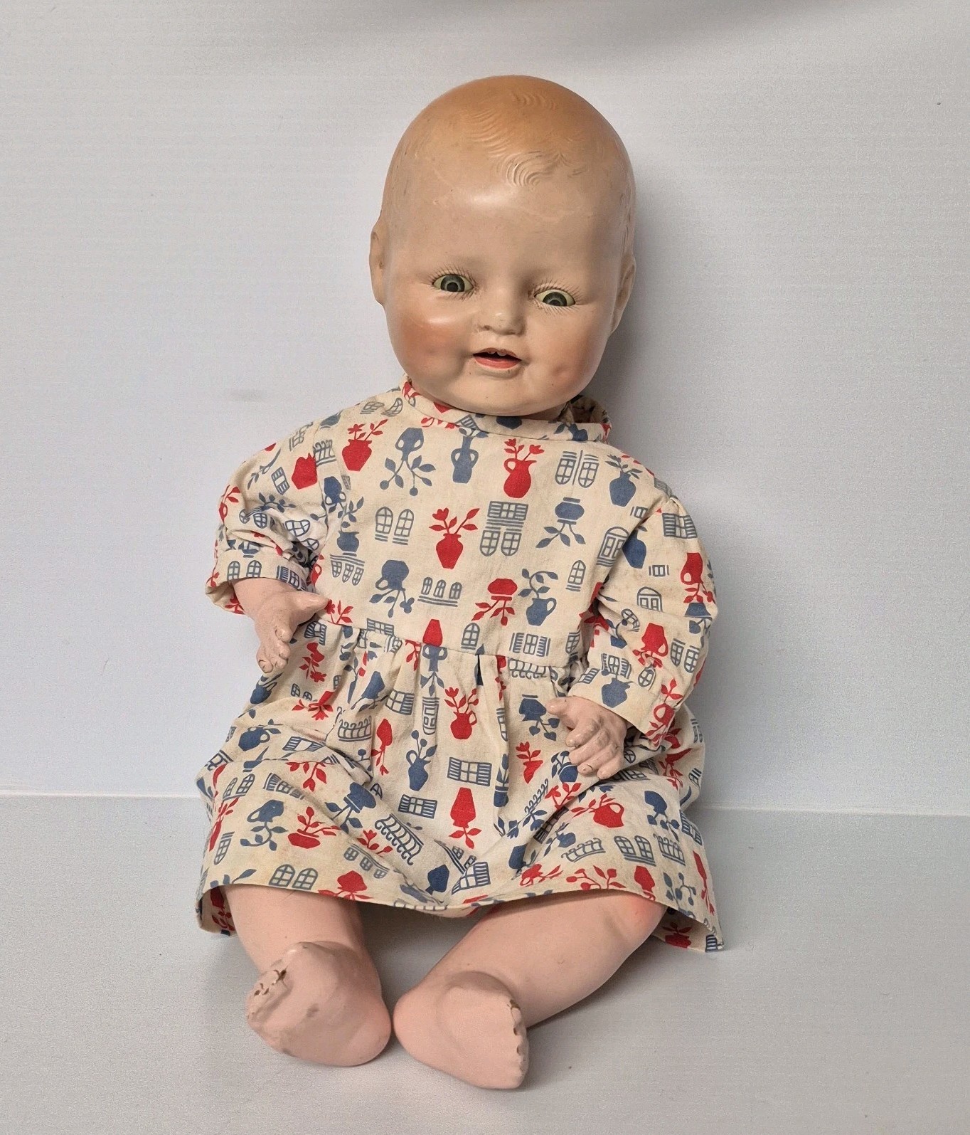 1920’s E.I.H Co Inc Horsman “16” Composition Baby Doll Sleepy Tin Eyes Teeth Old
