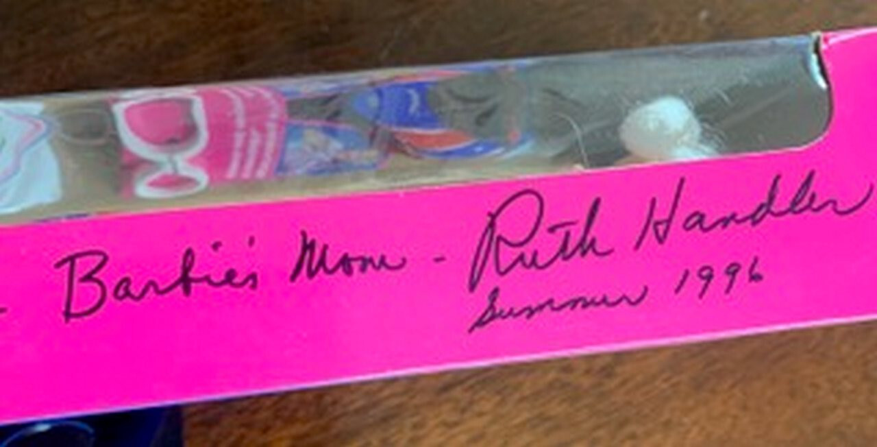 Olympic Barbie 1996 Sealed Ruth Handler Signed Inscription on Box Autograph