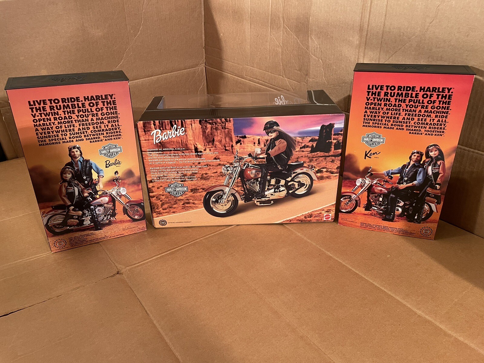 HARLEY-DAVIDSON BARBIE & KEN DOLL WITH HARLEY-DAVIDSON MOTORCYCLE 3 PIECE SET