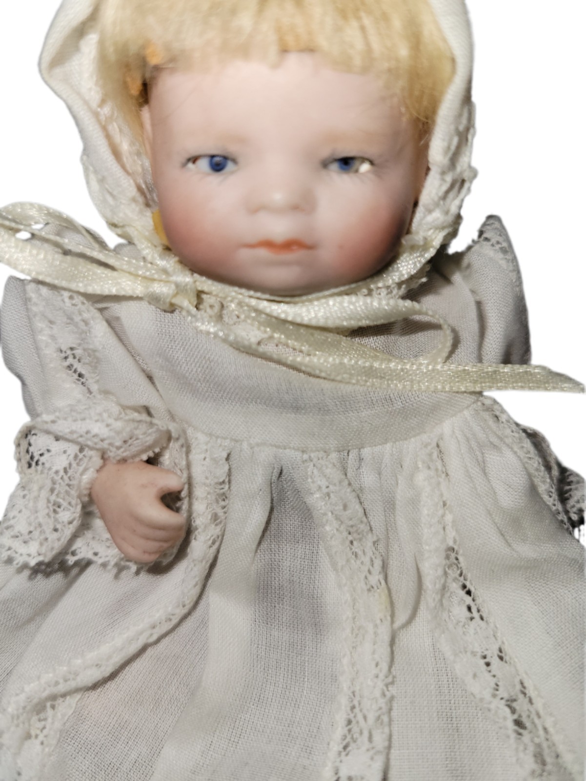 Antique All Bisque 4.5″ Sleep Eye Grace S Putnam Miniature Bye- Lo Baby Doll